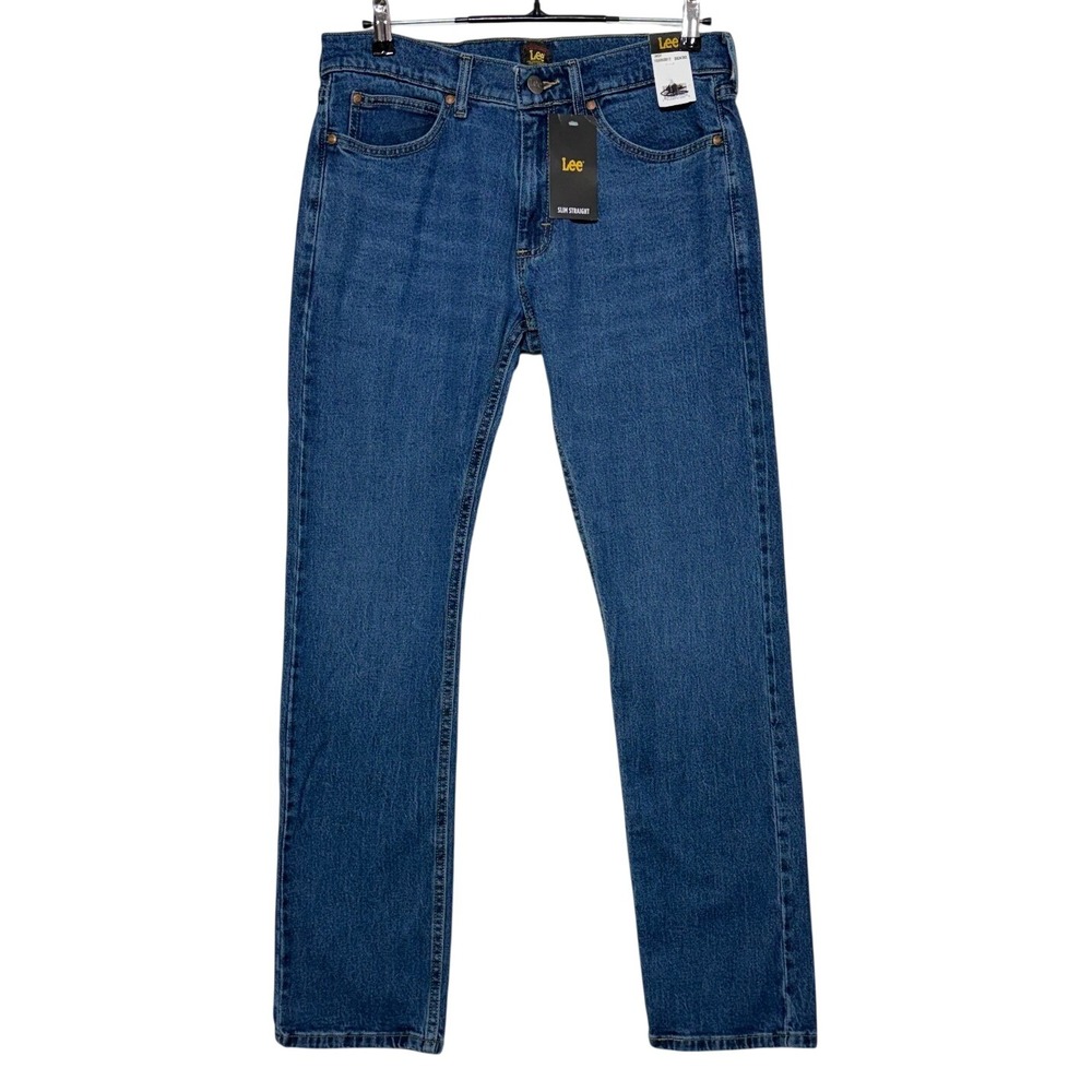 NEW Lee Jeans Mens 32x32 Blue Legendary Slim Fit Straight Stretch Workwear